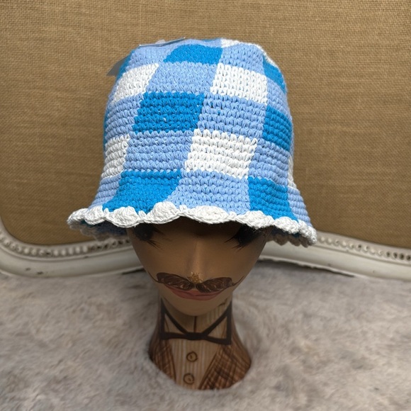 BP. | Gingham Knit Bucket Hat in Blue/Cream, NWT - Picture 10 of 10